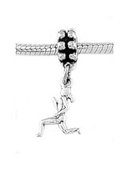 Sterling Silver Flat Female Jogger Runner Dangle Bead Charm