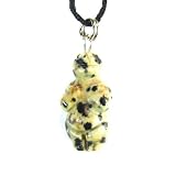 Dalmatian Jasper Gemstone Mini Goddess Pendant with Adjustable Corded Necklace