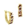 18K Gold over Sterling Silver Garnet & Diamond Accent Marquise Cut Hoop Earrings