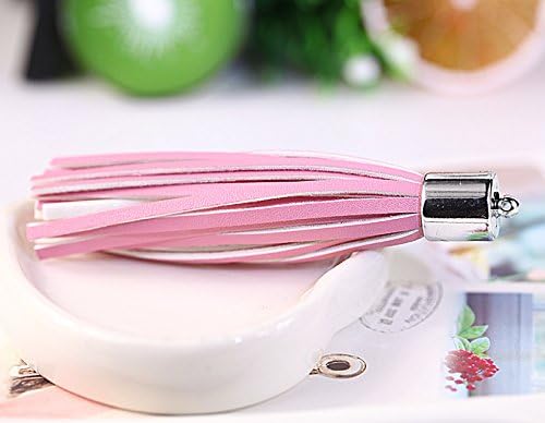 1pc Creative Leather Tassel Pendant Car Key Chain/mobile Phone Shell (Light pink)