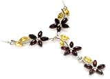 Sterling Silver Multi-Color Amber Flower Necklace