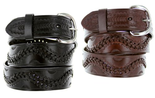2286 Western Roller-Coaster Wave Basketweave Genuine Leather Casual Jean Belt 38mm or 1-1/2