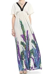 V-neck Animal Print Floral Print Viscose Floor Length  Dress