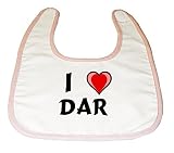 Baby Bib with I Love Dar (first name/surname/nickname) by Shopzeus