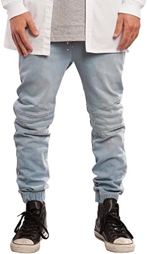 Elwood Men's Stretch Moto Denim Jogger Pants Medium Indigo