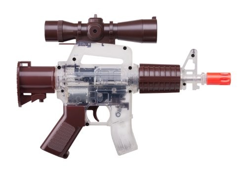 U.s. marines mini aeg airsoft rifle, brown/clear
