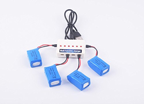 Youcute 4pcs 3.7v 600mah official battery and 1to6 char…