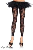 Floral Lace Footless Tights (Black;One Size)