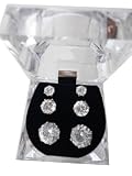 Round Cubic Zirconia Rhinestone 6 pc Earring Set - Adult Fashion Ear Studs