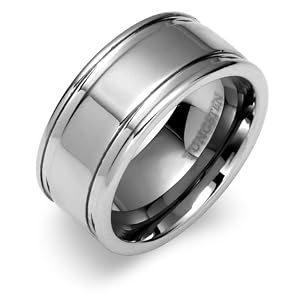 Rugged 10mm Comfort Fit Mens Tungsten Carbide Wedding Band Ring Size 9