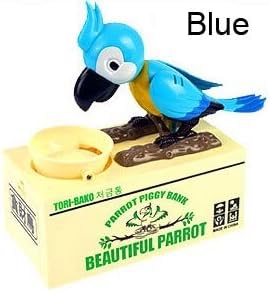 eSmart Chatora Cat Itazura Piggy Bank Automated Cute Cat Paw Hand Monster Stealing Coin Savings Box ... (Blue Parrot)