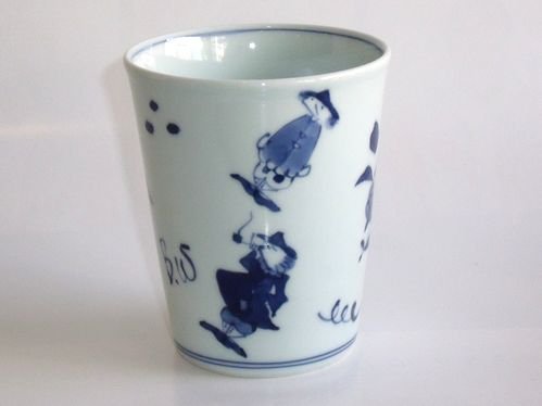 異人づくし　ミルクカップ（大）★有田焼しん窯青花ﾌﾞﾗﾝﾄﾞ和食器贈り物引き出物結婚出産還暦祝いに