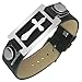 Stainless Steel Cross Black Leather Buckle title=