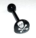 Pierced & Modified Body Jewellery Tongue Bars Skull & Bones Logo Flexi Acrylic Tongue Stud
