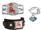 Arizona State Sun Devils Leather Cuff /Heart Charm Chain Bracelet/Shoe Thingz Charm Package