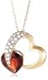 10k Yellow Gold Diamond and Garnet Heart-Shaped Pendant, 18"
