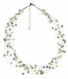 Produkt-Bild: VALERO PEARLS 60440520 12-str&auml;ngiges S&uuml;&szlig;wasser-Zuchtperlencollier in weiss und silber ca. 43 + 5 cm lang