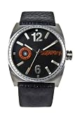 Superdry Gents Black Dial Black Leather Strap Watch