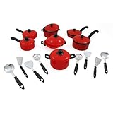 15 Piece Pots and Pans Kitchen Cookware Playset for Kids with Cooking Utensils Set