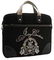 Juicy Couture Terry Heart Tassel Laptop Computer Sleeve Case Bag Black