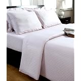 330 Thread Count - ( Non - Twisted Yarn ) Ultrasoft - Violet ( With Satin Stripe ) Duvet Cover and Pillowcase Set - 100% Egyptian Cotton Percale - Anti Dust Mite
