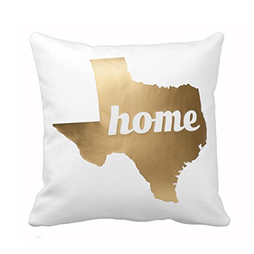 Jtartstore White with Gold Texas Home Pillow 18 x 18 inches