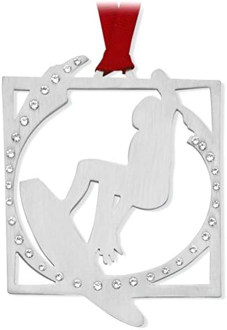 Surfer Ornament hand crafted Pewter with Austrian Crystals MADE IN USA