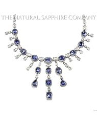 34.10cts of Natural Blue Sapphires set in an 18k White Gold Necklace with 28.06cts of Diamonds