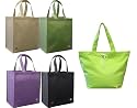 Reusable Grocery Tote Bag 5 Pack Combo, Includes 4 Grocery Totes + 1 Cotton Canvas Shoulder Tote