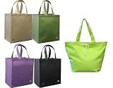 Reusable Grocery Tote Bag 5 Pack Combo, Includes 4 Grocery Totes + 1 Cotton Canvas Shoulder Tote