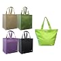 Reusable Grocery Tote Bag 5 Pack Combo, Includes 4 Grocery Totes + 1 Cotton Canvas Shoulder Tote