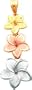 14K Tri Color Gold Plumeria Pendant Flower Jewelry