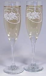 Hat & Bouquet Toasting Flutes