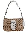 Coach Signature Field Pocket Shoulder Bag Tote 11862 Khaki White