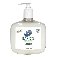 Dial 1325978 Basics Honeysuckle Floral White Pearl Hypoallergenic Liquid Hand Soap, 16 oz. Pump Bottle (Pack of 12)