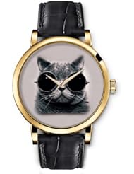 SPRAWL Aanalog Fashion Series Gold Ladies Watches of Genuine Black Leather Strap,Unique Wrist Watch for Women Girls Designed with dream