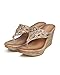 Liliana Women Glitter Hollow Out Chain Thong Cork Wedge Sandal DI56 - Gold
