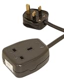 Black 1 Gang Extension With 5m Lead Fitted With UK 5A Plug Supplied in a Hanging Bag
