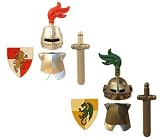 LEGO Knight Armor Pack (Metallic) 2 Sets - LEGO Kingdoms Castle Minifigure Accessories - Sword, Breastplate, Shield, Great Helm with Plumes - Lion vs Dragon