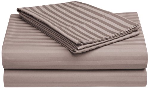Superior Egyptian Cotton 600 Thread Count Stripe, Deep Pocket Sheet Set, King, Grey, 4-Piece Set