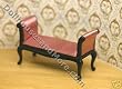 Miniature Handcarved Black Settee with Pink Upholstery