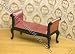 Miniature Handcarved Black Settee with Pink Upholstery