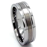 Blue Chip Unlimited - Solid Tungsten Carbide 8mm Ring with Middle Satin Finished Groove Wedding Band Engagement Ring Gift Fashion Jewelry (Limited Sizes & Quantities)