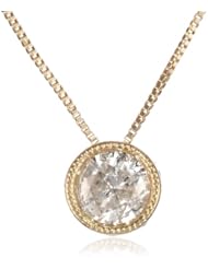 10k Yellow Gold 1/2 Cttw Diamond Solitaire Plus Milgrain Pendant Necklace, 18"