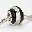 Murano Style Glass Silver Foil Lampwork Bead Fits Pandora Black Lime 13mm (1)