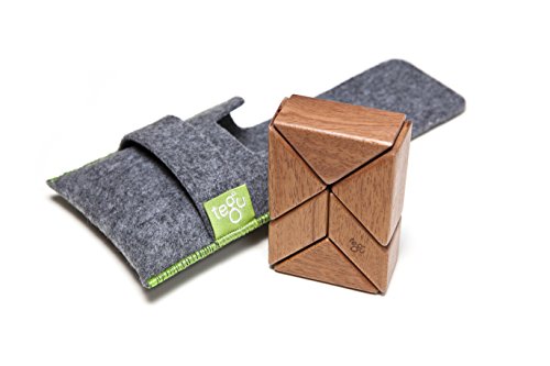 6 Piece Tegu Pocket Pouch Prism Magnetic Wooden Block Set, Mahogany