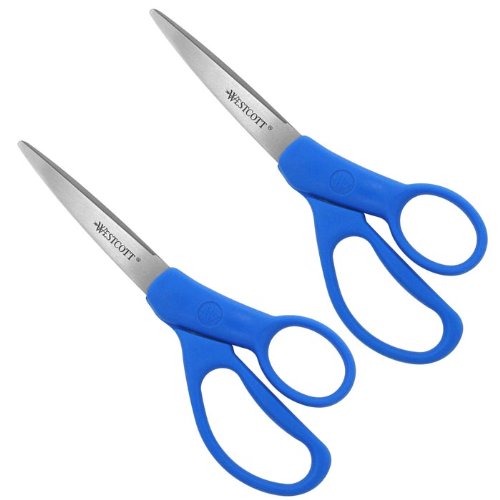 Westcott Student Scissors, 7-Inch, Assorted Colors, Pack of 2 (14350)