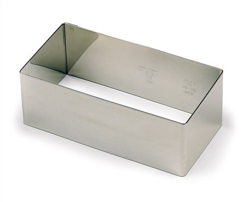 Paderno World Cuisine High-Sided Rectangle Stainless Steel Pastry Ring, 4-3/4-Inch by 2-3/8-Inch