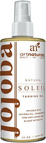 Art Naturals Protective Body Tanning Oil / Lotion 8.0 oz Spray Serum Also for tanning Bed - With Moisturizing & Nutritive Benefits - Made in the USA 98% Natural with Coconut, Avocado & Jojoba Oil