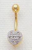 14K BELLY RING DIAMOND HEART .06CT - ES-1244